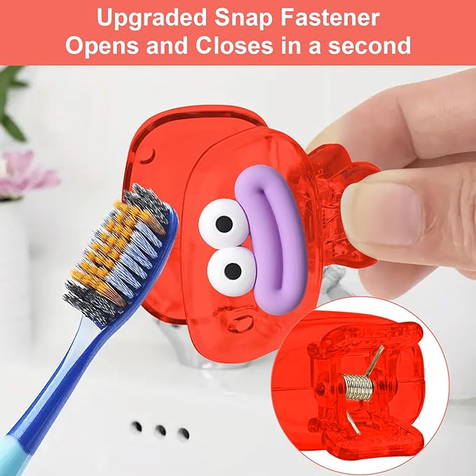 Upgrade Travel Toothbrush Head Covers Toothbrush Protector Cap Brush Pod Case Protective Portable Plastic Clip for Household Travel, Bathroom, School, Camping, Business (M, 4 Pack)