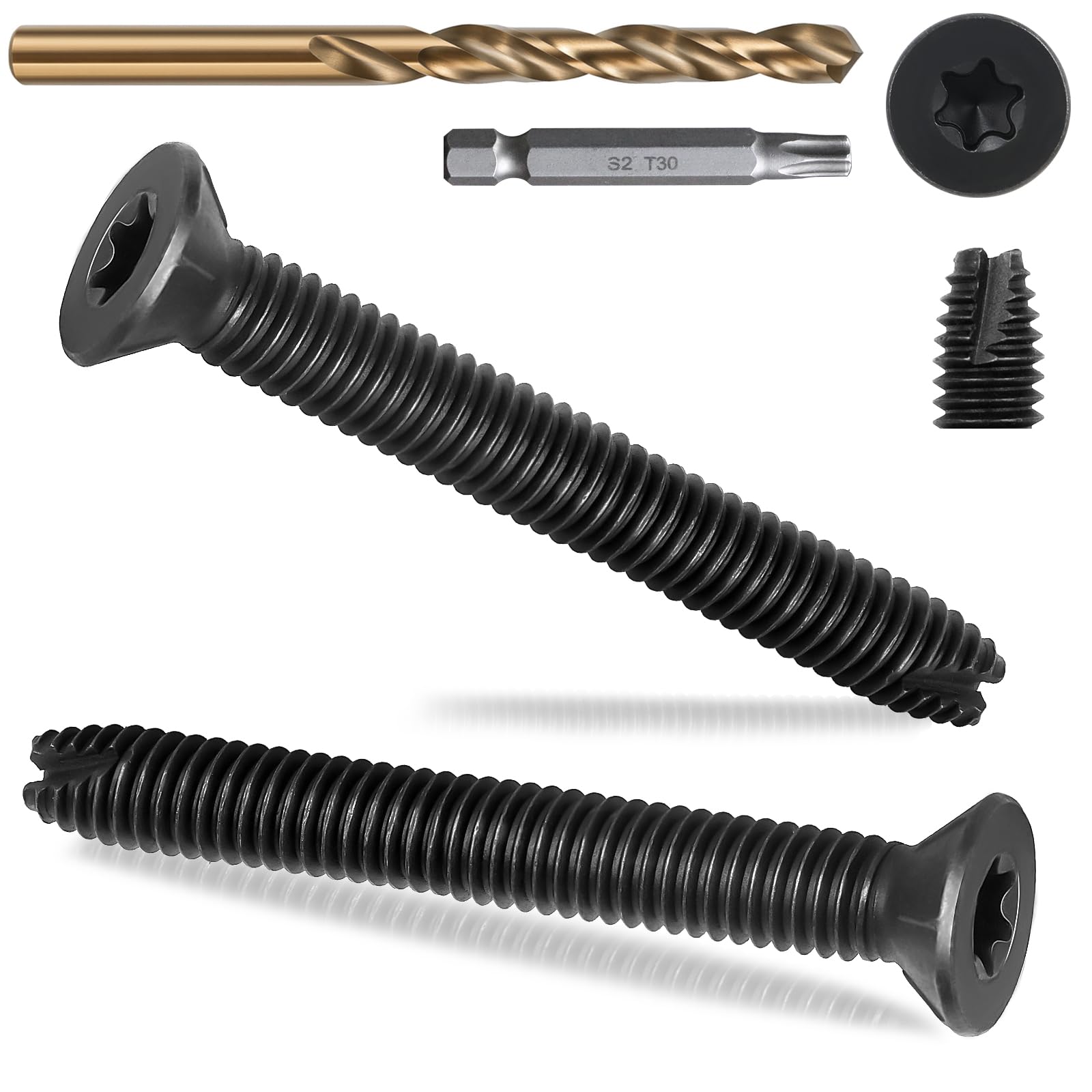 1/4-20 x 2-1/2" Flat Head Thread Cutting Self Drilling Deck Screws, Type 7, Star Drive T-30, Steel Floorboard Thread Cutting Screws for Wood & Metal-300 Pack