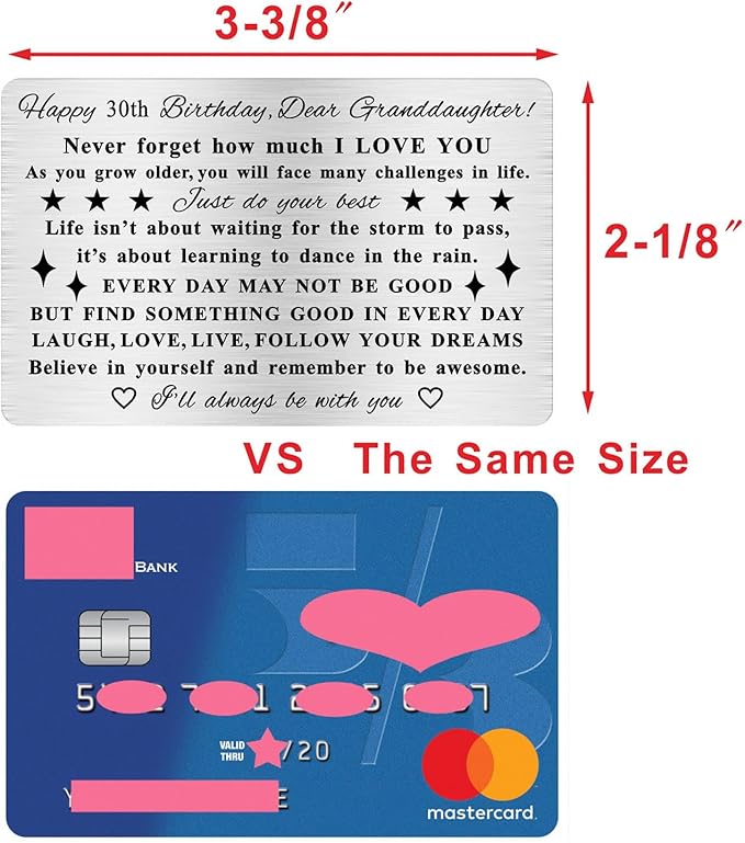 Granddaughter 30th Birthday Cards, 30 Year Old Birthday Gifts for Her, Happy Age 30 Bday Decorations