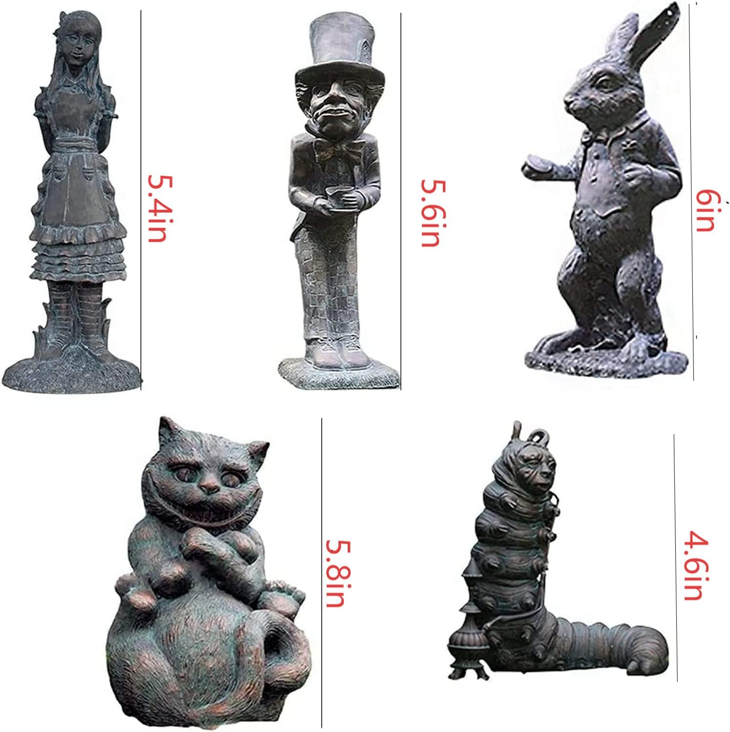 lycss 5 Pack Resin Whimsical Fairy Garden Statue Set