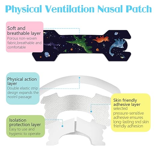 60 Pack Small Size Kids Nasal Strip, Cartoon Pattern 1.73 * 0.55" Extra Strength Kids Nose Strips for Breathing, Kid Nasal Tape, Breathe Snoring Strips for Children