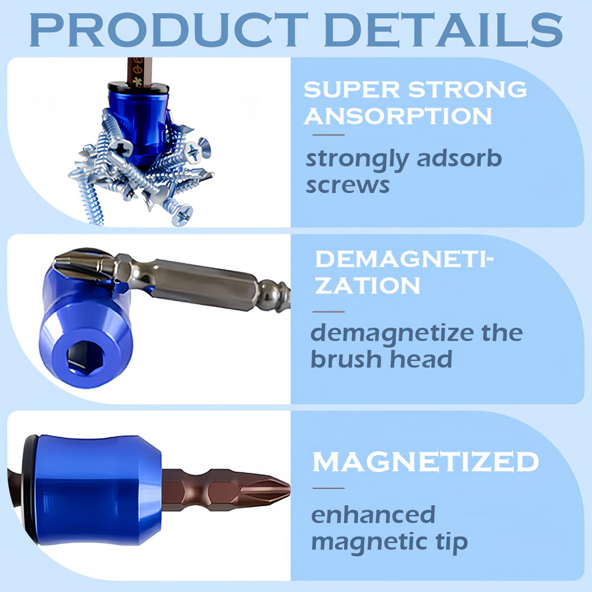 Screwdriver Head Magnetic Ring, 2026 Upgraded Magnetizer Screw Removable Household Tool Magnetic Screw holder Universal Magnetizer for Hex Screwdrivers & Power Bits (3Pcs Red)