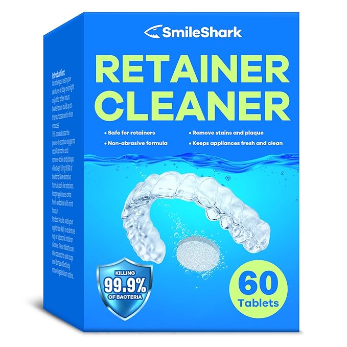 Retainer Cleaner (60 Tablets), Denture Cleaning Tablets, Powerful Cleaning Agents Odor Neutralizing, Odor-Free With a Pleasant Minty Scent, Versatile For All Dental Appliances