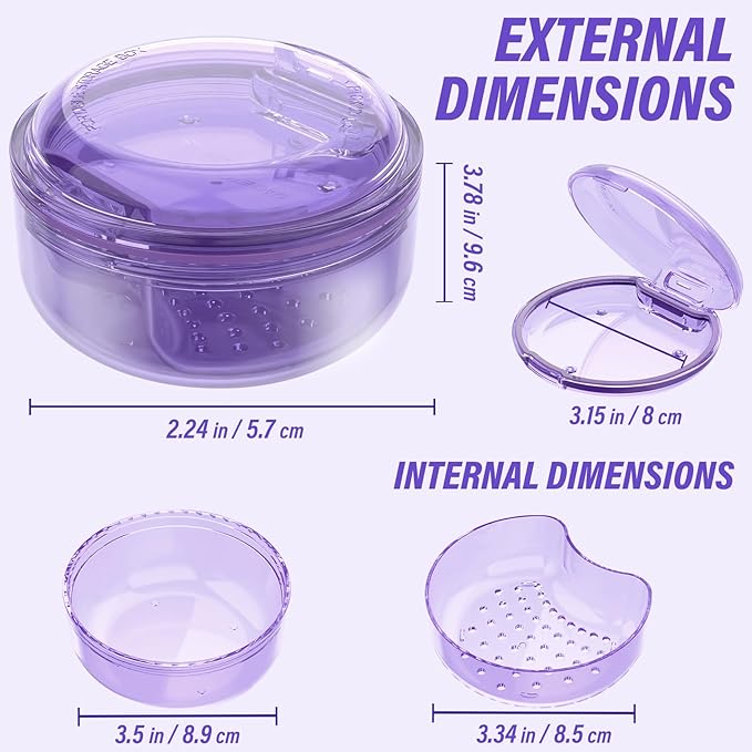 Denture Case Retainer Cleaning Case: 2 in 1 Retainer Case, No-Leak Denture Bath Box Cup, Complete Clean Care for Dentures, Clear Braces, Mouth Guard, Night Guard & Retainers