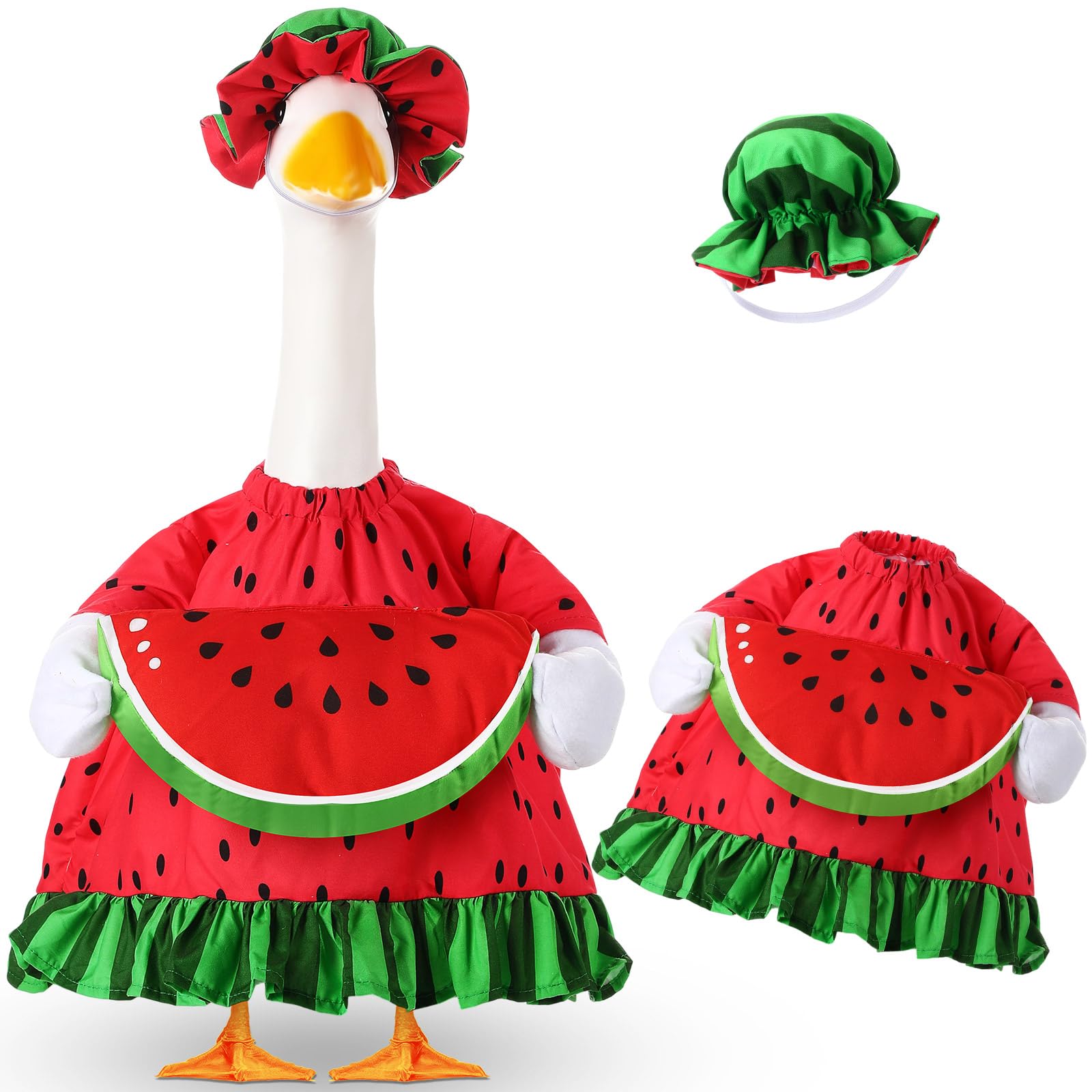 Sanwuta Summer Goose Outfit for 23" Porch Goose Costume with Hat,Watermelon