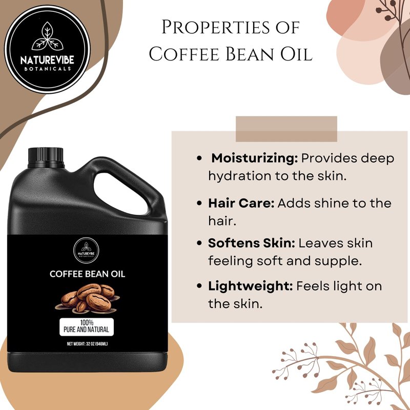 Naturevibe Botanicals Coffee Bean Oil 32 Ounces | 100% Pure and Natural | Great for Skin Care and Hair Care