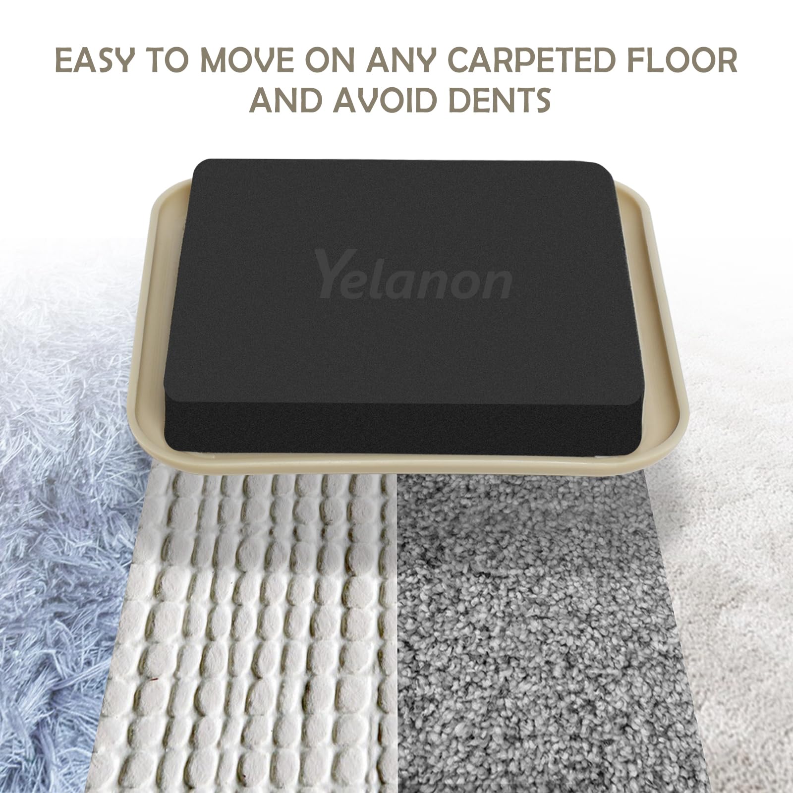 Yelanon Furniture Sliders, 20 pcs-3 1/2” Square Beige Furniture Sliders for Carpet, Furniture Pads for Hardwoods Floors，Furniture Movers Sliders, Reusable Moving Pads, Floor Protectors for Carpet