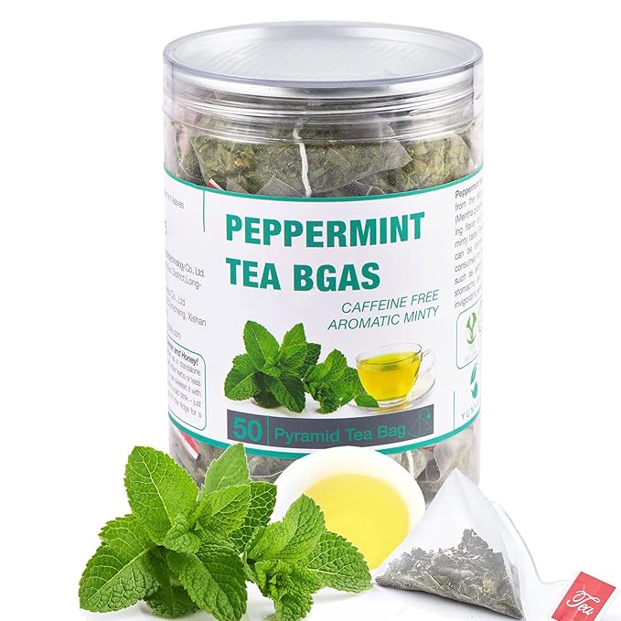 50 Peppermint Tea Bags, Herbal Mint Tea Bags, Traditional Dried Peppermint Leaves, Caffeine-Free, Supports Healthy Digestion, Stress Relief