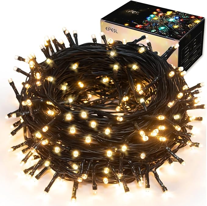 Christmas Decorations Outdoor String Lights - 25m/82ft 220 LEDs 8 Modes Memory Function End-to-End Extendable Plug in Waterproof Fairy Light for Thanksgiving Halloween Wedding Patio Decor - Warm White