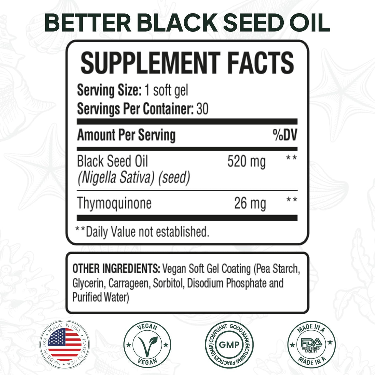 Organics Ocean Better Black Seed Oil Cold Pressed - Pure Nigella Sativa Oil for Immune Support - 5% Thymoquinone - Support Memory, Vitality, and Cellular Health - 6 Pack Bulk Supply
