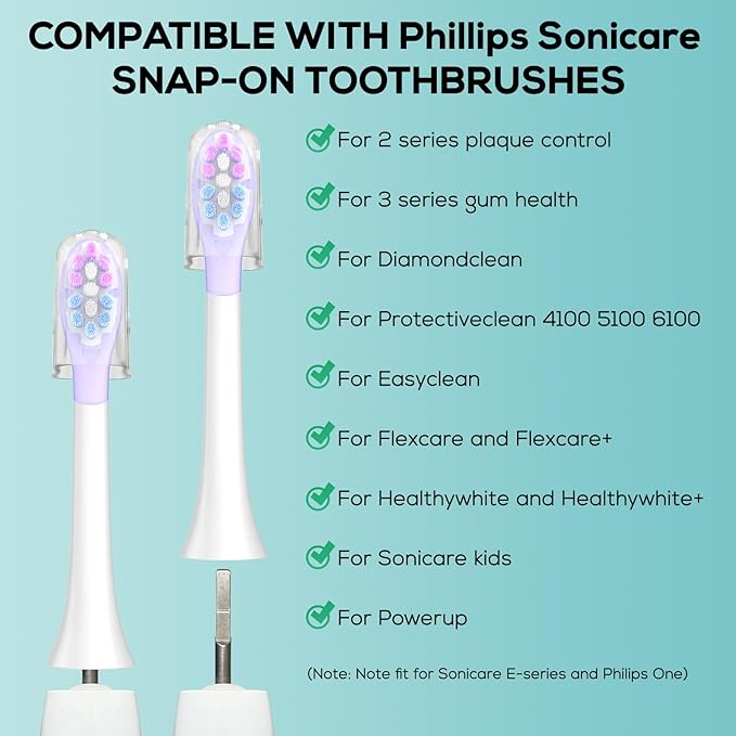ASYH 4Pcs Replacement Toothbrush Heads Compatible with Philips Sonicare Snap-on Electric Toothbrushes, Medium Soft Brush Heads (Pruple)