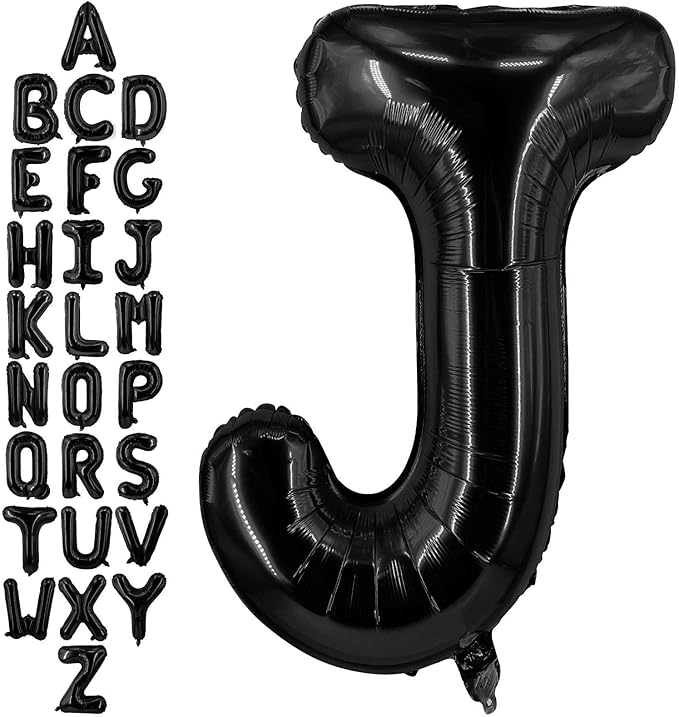 40 Inch Black Letter J Balloons, DIY Phrase Foil Alphabet Letter J Balloons DIY Word J Banner for Birthday Anniversary Celebration Graduation Party Supplies Decoration