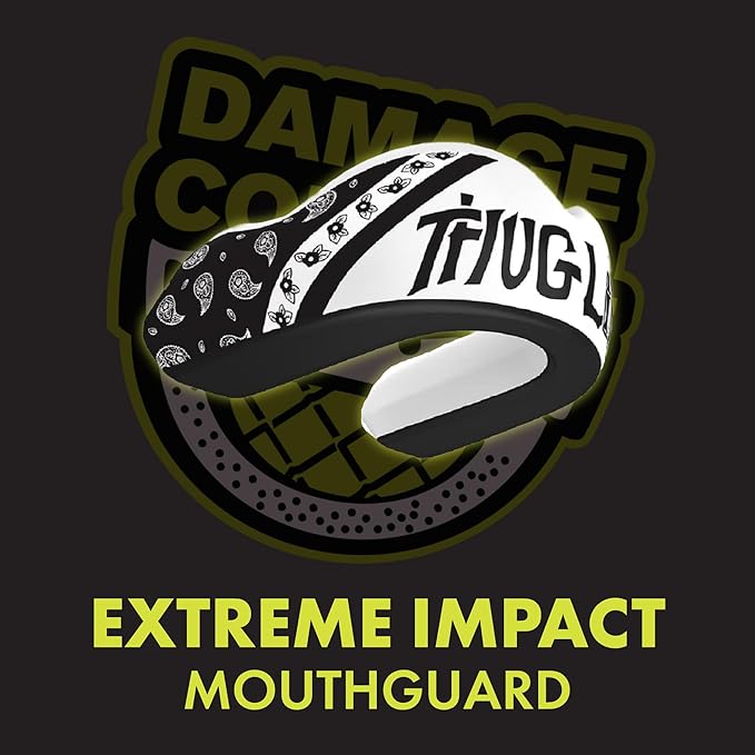 DAMAGE CONTROL Extreme Impact Mouth Guard – Sports Mouthguard for Boxing, MMA, BJJ, Hockey, Rugby, Lacrosse, & More – Mouthpiece for Teeth & Jaw Protection, for Youth & Adults (Adult, Thug Life)
