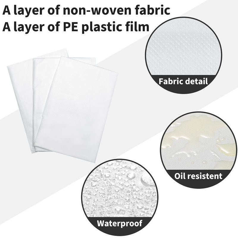 Breling 100 Pcs 31.5 x 71 Inch Disposable Bed Sheets Oil-proof PE Film Massage Table Sheets Non-woven Fabric Spa Waterproof Bed Cover Breathable for Beauty Salon Hotels Tattoo Waxing(White)