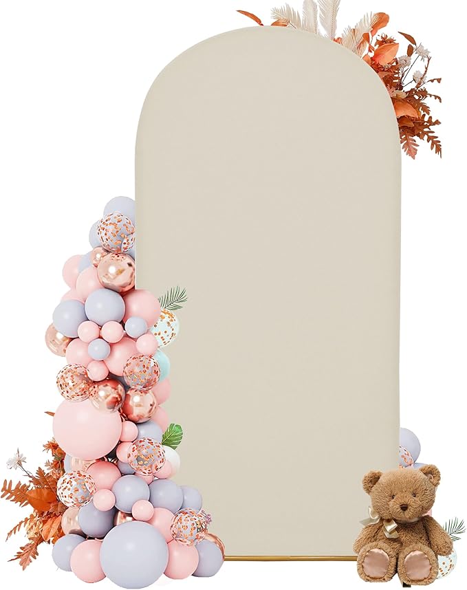 6.6FT Arch Covers,Arch Backdrop Stand Fitted Cover for Wedding Birthday Party Ceremony Banquet Decoration(Off-White,Cover Only)