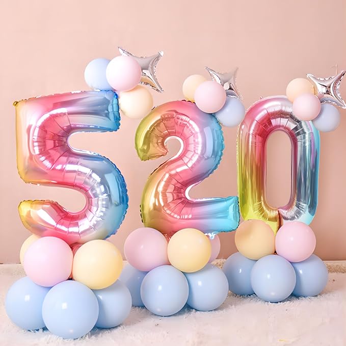 40 Inch Giant Rainbow Number 2 Balloons, Birthday Balloons, Helium Mylar Foil Big Number Balloons for Birthday Party Decorations, Kids' Birthday Anniversary Party Baby Shower Unicorn Parties
