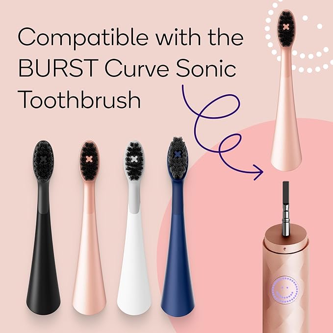 BURST Replacement Heads for Curve Sonic Electric Toothbrush (3 Pack/Rose Gold)