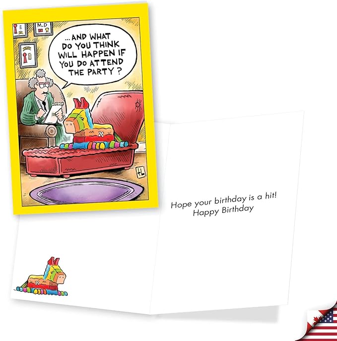 NobleWorks Assortment Pack of 3 Funny Birthday Greeting Cards with Envelopes (3 Designs, 1 Each) Celebration Toons VC8124BDG-C1x3
