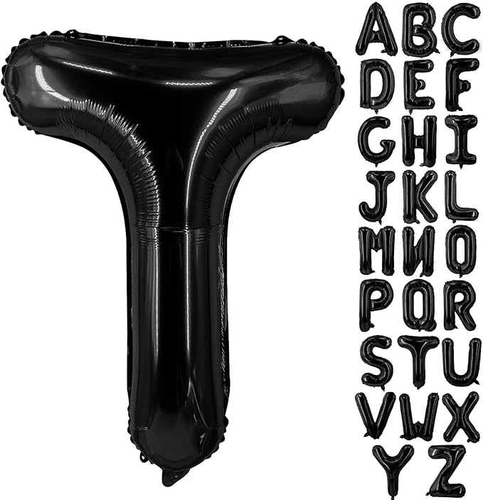 Lovoir 40 Inch Large Black Letter T Balloons Big Size Jumbo Mylar Foil Helium Balloon for Birthday Party Celebration Decorations Alphabet Black T