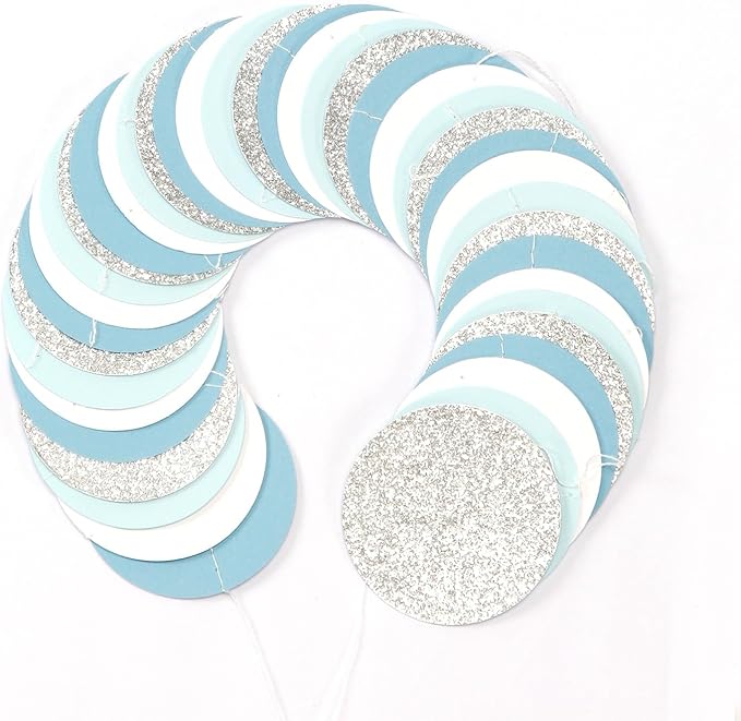 Light Baby Blue White Silver Party-Decoration Garland - 52ft Baby Boy Shower Birthday Streamers,Graduation Bachelorette Bridal Christmas Banner Decor Lasting Surprise