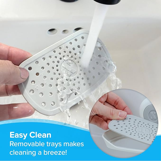 SlipX Solutions Double Soap Saver, Strong Hold Suction Cup Soap Holder, Must Have Universal Kitchen & Bathroom Shower Accessories, No Drilling, No Tools, Rust-Proof, Removable, White
