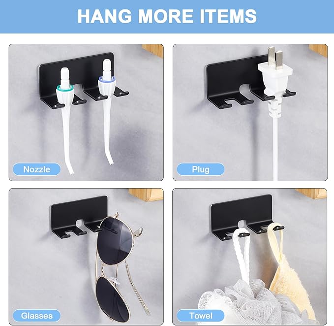 Electric Toothbrush Head Holder, Toothbrush Holders Wall Mounted, Electric Toothbrushs Holder, Bathroom Shower Tooth Brushing Holder, Tooth Brush Head Holder Organiser (Black, Small)