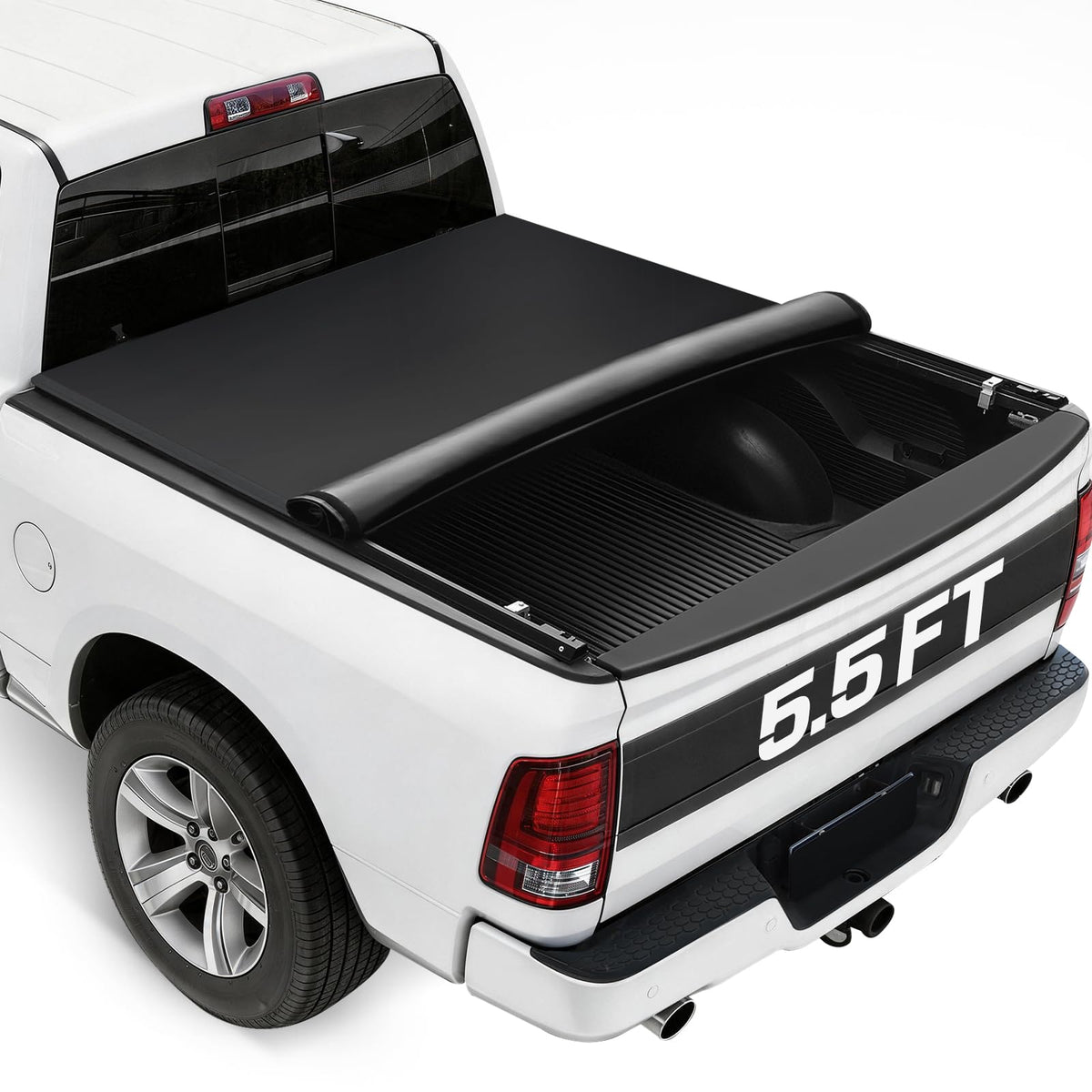Rhobra Soft Roll-Up Truck Bed Tonneau Cover Compatible With 2004-2014 Ford F150 With 5.5Ft Bed, 26.5Oz Vinyl Soft Truck Bed Cove