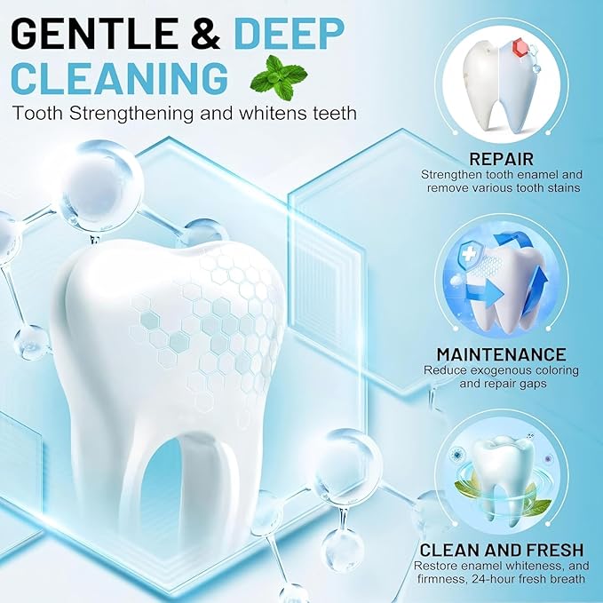 7.5% Hydroxyapatite Toothpaste, Advanced Enamel Protection, Freshening Breath.Deep Cleansing, 7.5% Hydroxyapatite Whitening And Repairing Toothpaste, Fluorine-Free Formula, Containing Mild Mint. (2pc)