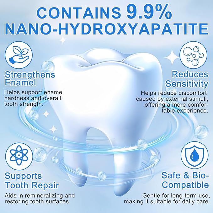 Hydroxyapatite Toothpaste, Enamel Care Nano Hydroxyapatite Toothpaste for Sensitive Teeth, 2Pack 8.46 Oz, Natural Mint for Extra Freshness, Non-Irritating Formula