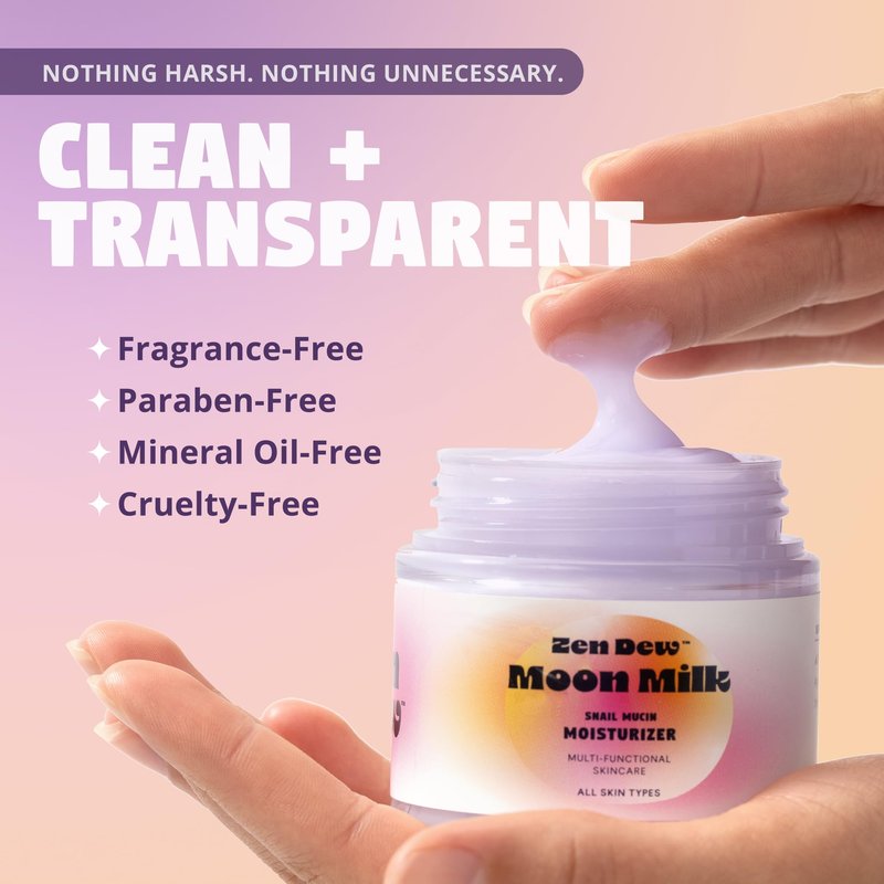 Zen Dew Moon Milk Snail Mucin Moisturizer Gel Cream (3.52 oz) Korean Snail Mucin Serum Cream that Replenishes Moisture & Leaves Skin Brighter, Plumper, Soothed & Smooth