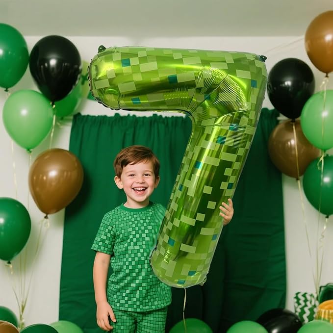 Green Number Balloons, Gaint Green Pixel Number 0 Balloon 40 Inch Dark green 0 Balloon for Boys Girls Kids Birthday Party Decoration