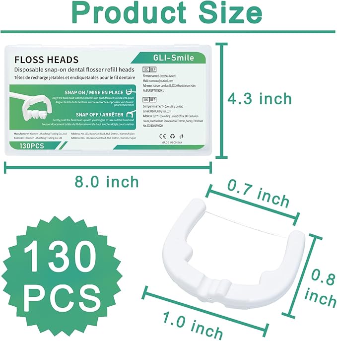 Ultraclean Access Flosser Refill Heads, Effective Plaque Removal for Proper Oral Care & Hygiene, Durable Flosser Refill Heads, PFAS Free, 130ct