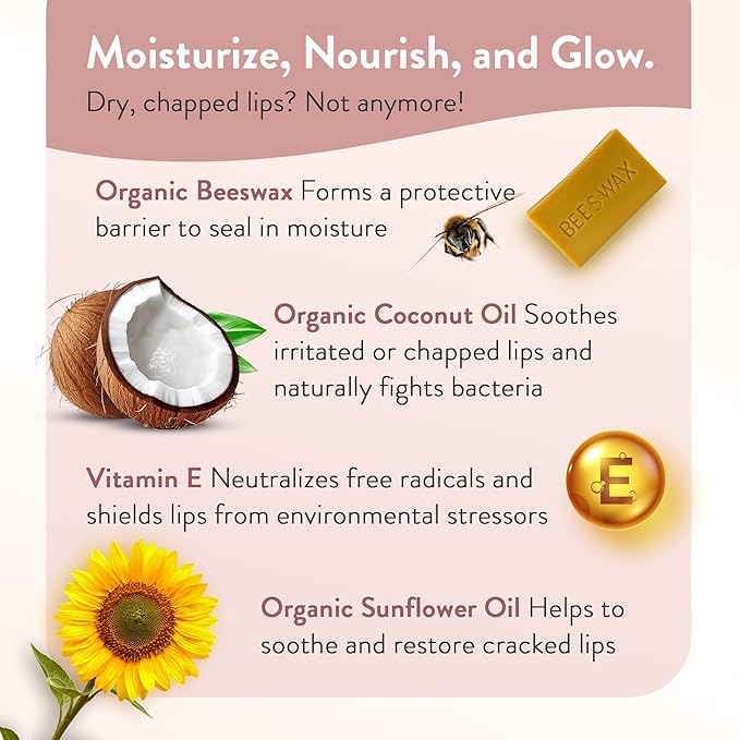 Moroccan Magic Organic Elderberry & Manuka Honey Lip Balm 3 Pack | Ultra-Hydrating Argan Oil Lip Moisturizer + Vitamin E | Natural Chapstick for Dry Lips | Smooth, Non-Toxic | Organic Lip Balm