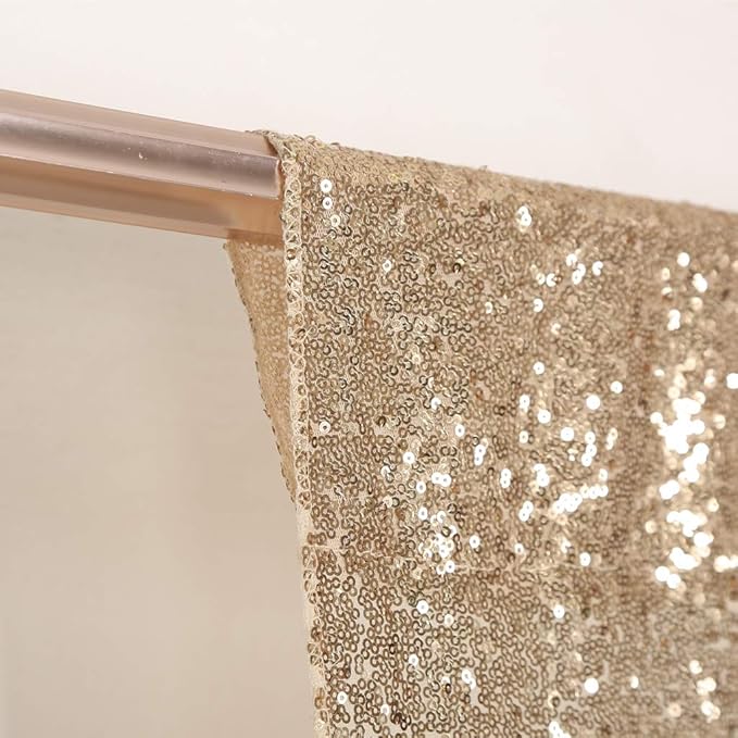 Juya Delight Light Gold Sequin Photography Backdrop Curtain for Party Banquet Festival Wedding Anniversary Exhibition,(6ft x 8ft，Light Gold)…