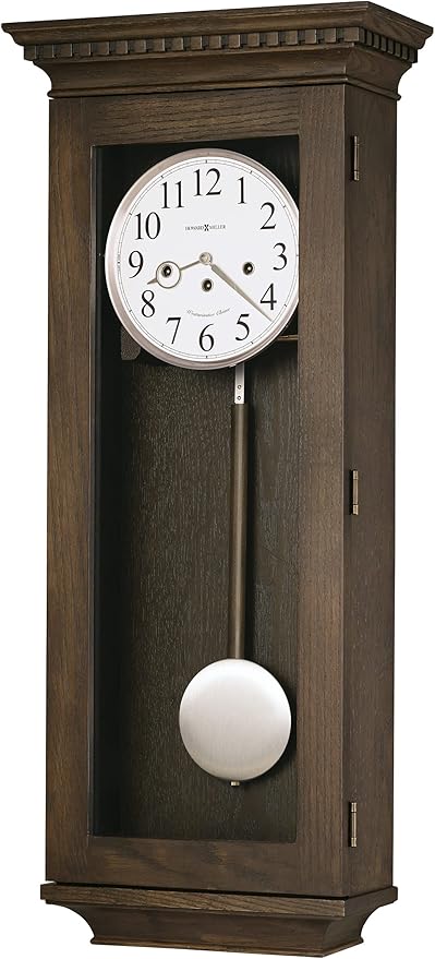 Howard Miller Artemus Wall Clock, Wooden Finish Crisp White Dial with Arabic Numerals Wall Mount, Glass Door Westminster Chime Movement Perfect for Home Decor, Living Room & Office