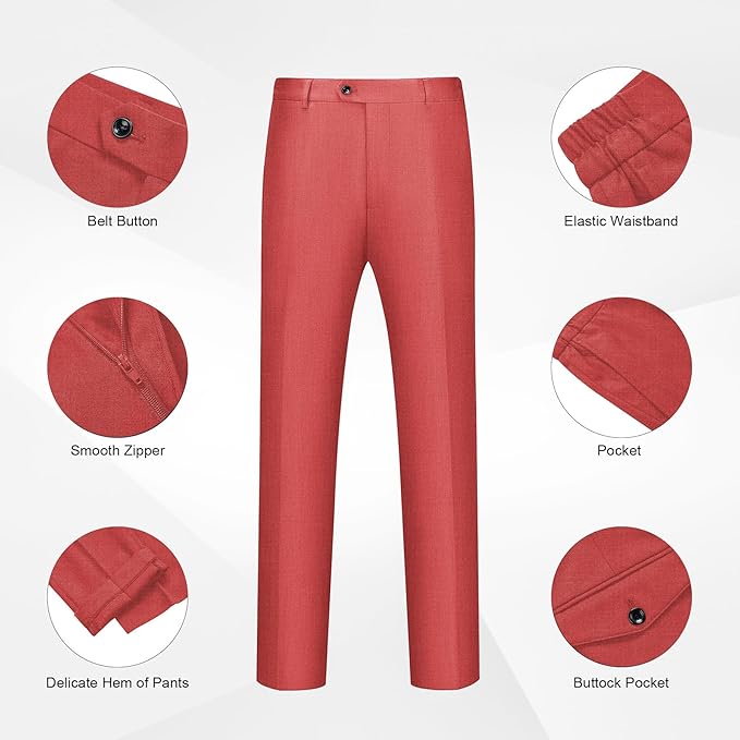 WULFUL Men's 2 Piece Slim Fit Suit Set One Button Blazer Jacket Pants Tuxedo Set for Party, Wedding and Business