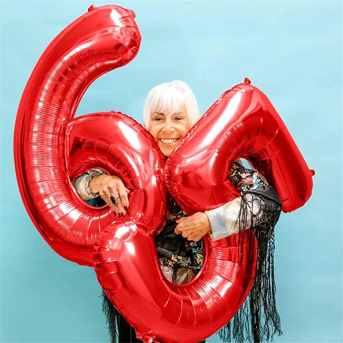 70th Birthday Balloons for Women, 40 Inch Giant Red Foil Number 70 Self Inflating, Digit 7 & 0 Mylar Helium Balloons for Men 70 Year Old Anniversary Party Decorations Supplies