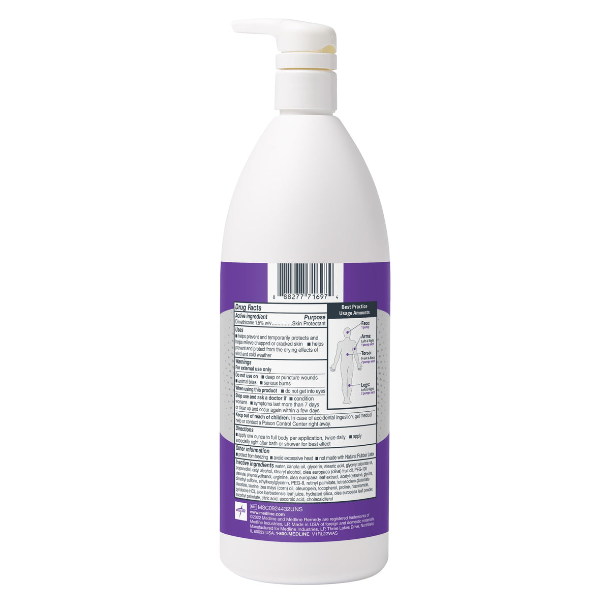 Medline Remedy Specialized Skin Cream, Unscented, 32 oz., Advanced Moisturizing Formula for Dry Skin, Single Pack