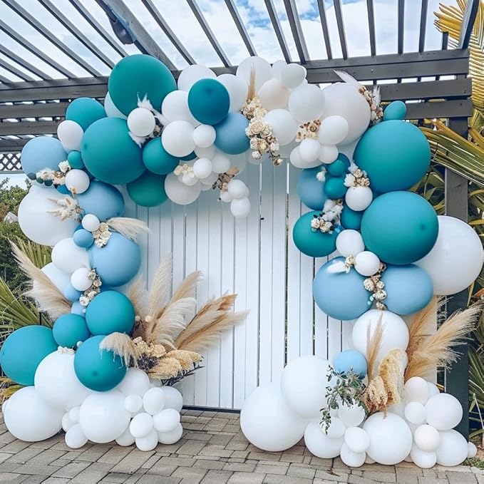 Teal Balloons Turquiose Double Stuffed Balloon Garland Arch Kit Latex Different Sizes For Birthday Baby Shower Dolphin Mermaid Engagement Anniverasry Party Decoration