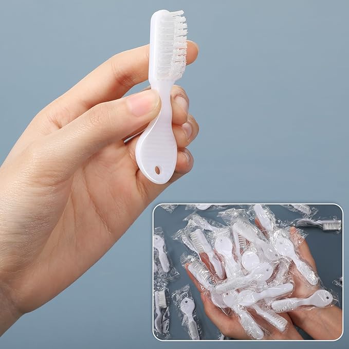 Patelai 200 Pcs Handle Toothbrush Thumbprint Individually Packaged Security Toothbrush Bulk with Short Handle Soft Bristles for Portable Travel Teeth Cleaning, Mini Size