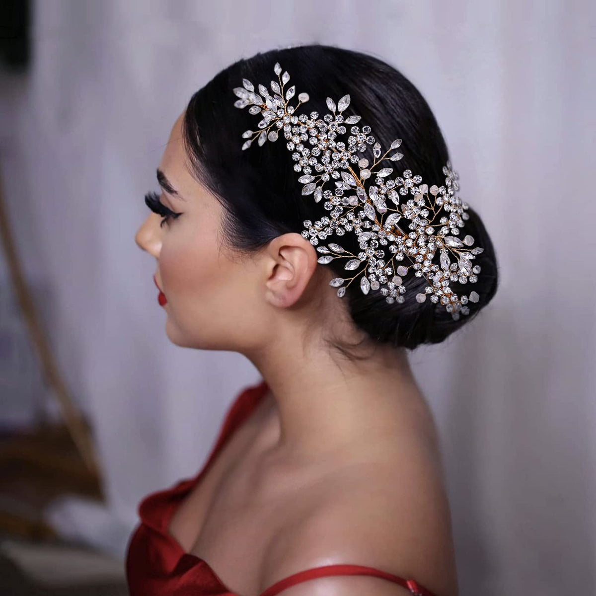 ULAPAN 2 Pack Rhinestone Bridal Hair Clips, Wedding Headpieces