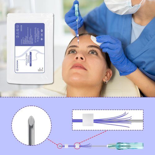 SOZOOM PDO Threads Multi, Face & Whole Body Lift Threads, Blunt L-Type PDO Threads Lift (16PCS-23G-38mm (l))