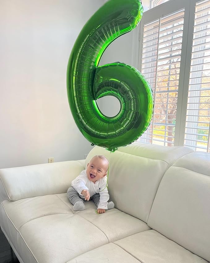 Green Number 7 Balloon 40 Inch, 7 Balloon Number, 7th Birthday Decorations, Green Party Supplies for Boys Girls