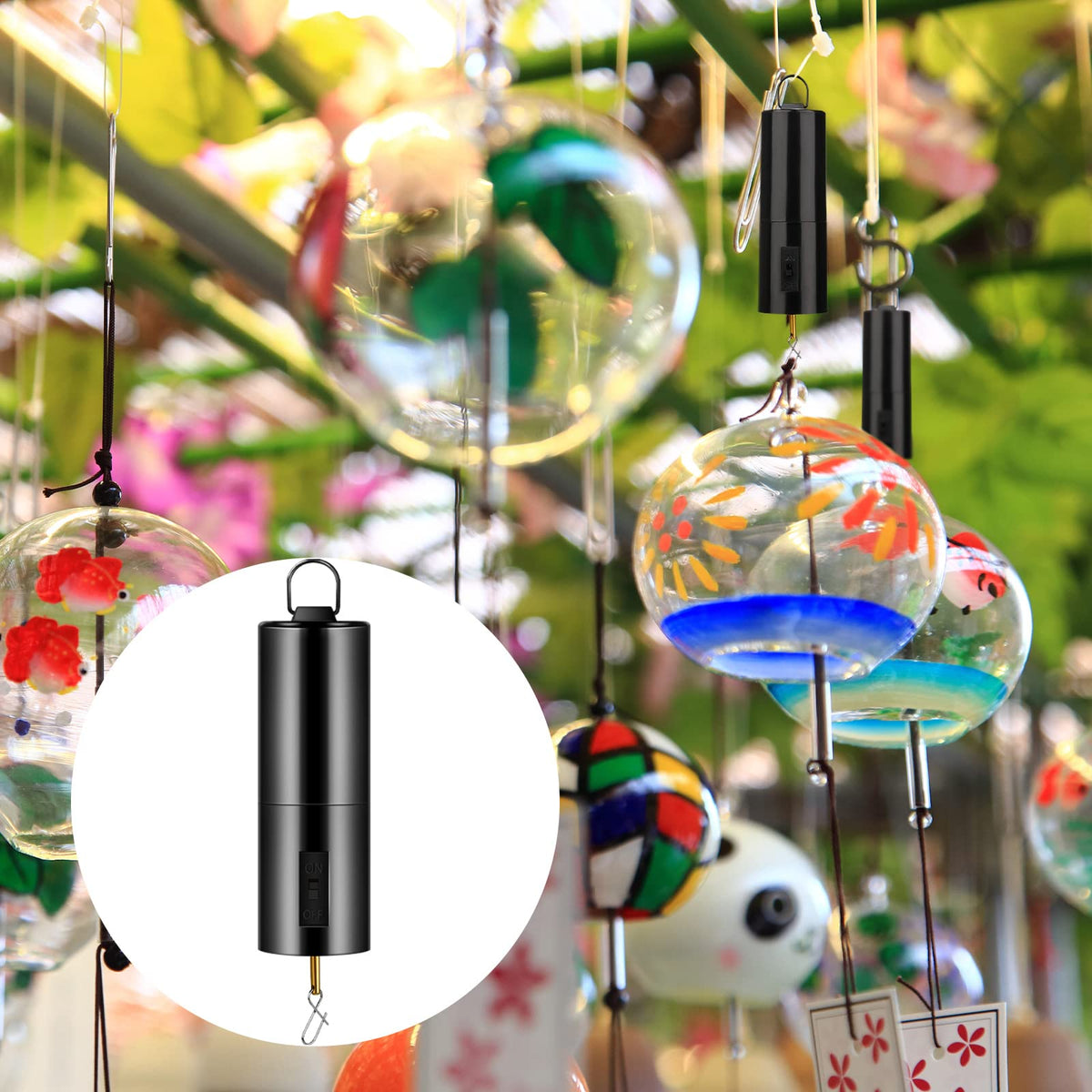 2 Pieces Hanging Black Rotating Motor Wind Spinner Mobile Battery Operated Motor Multi-Purposes Rotatable Hook for Garden Decoration Accessory Supplies