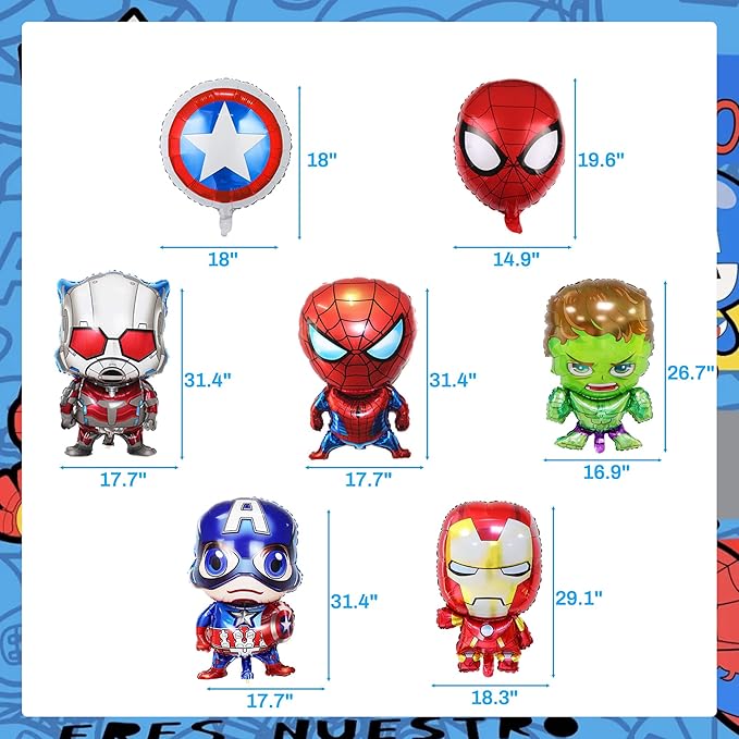 Cartoon Themed Birthday Party Decorations Set, Hero Themed Party Favors, Party Supplies Set Include Banner, Foil Balloons,Printed Balloons