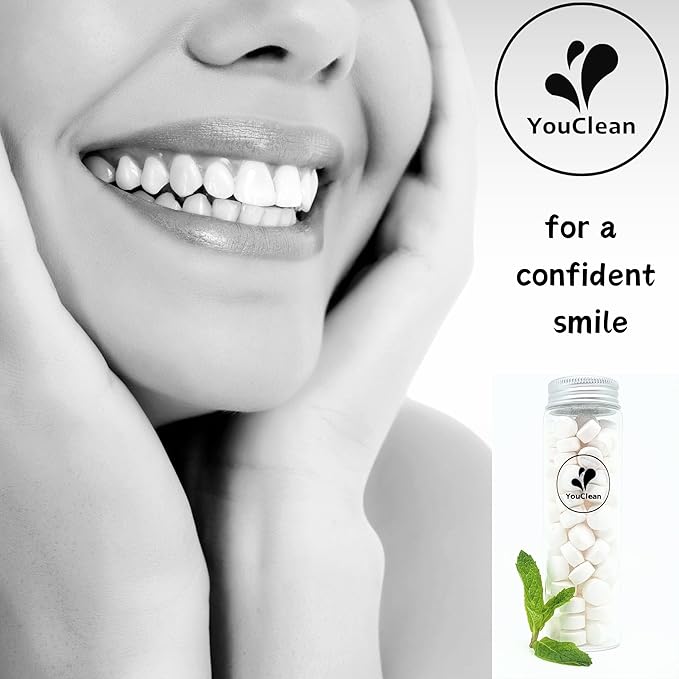 90 Toothpaste Tablets in Refill/Recycle Glass Tube - for Travel and Daily Home Office Use - Nano Hydroxyapatite, Fluoride-Free, Vegan (Kiwi)