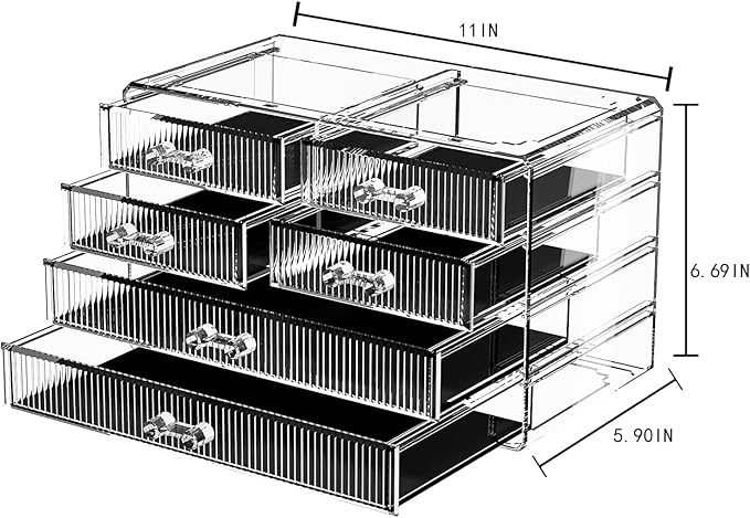 ZHIAI Stackable Storage Drawers, Acrylic Bathroom Counter Organizer Clear Makeup Organizers for Vanity, Kitchen Cabinets, Bathroom, Undersink, Home Organization and Storage (6 Drawers, Pattern F)
