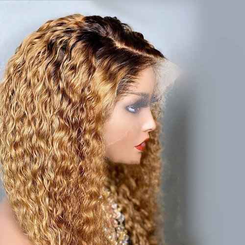 Derun Ombre Curly 13×4 Lace Front Wigs Human Hair Lace Frontal Wig 1B/30 Remy Hair for Black Women (22Inch, 1b/30, 13×4 Lace)