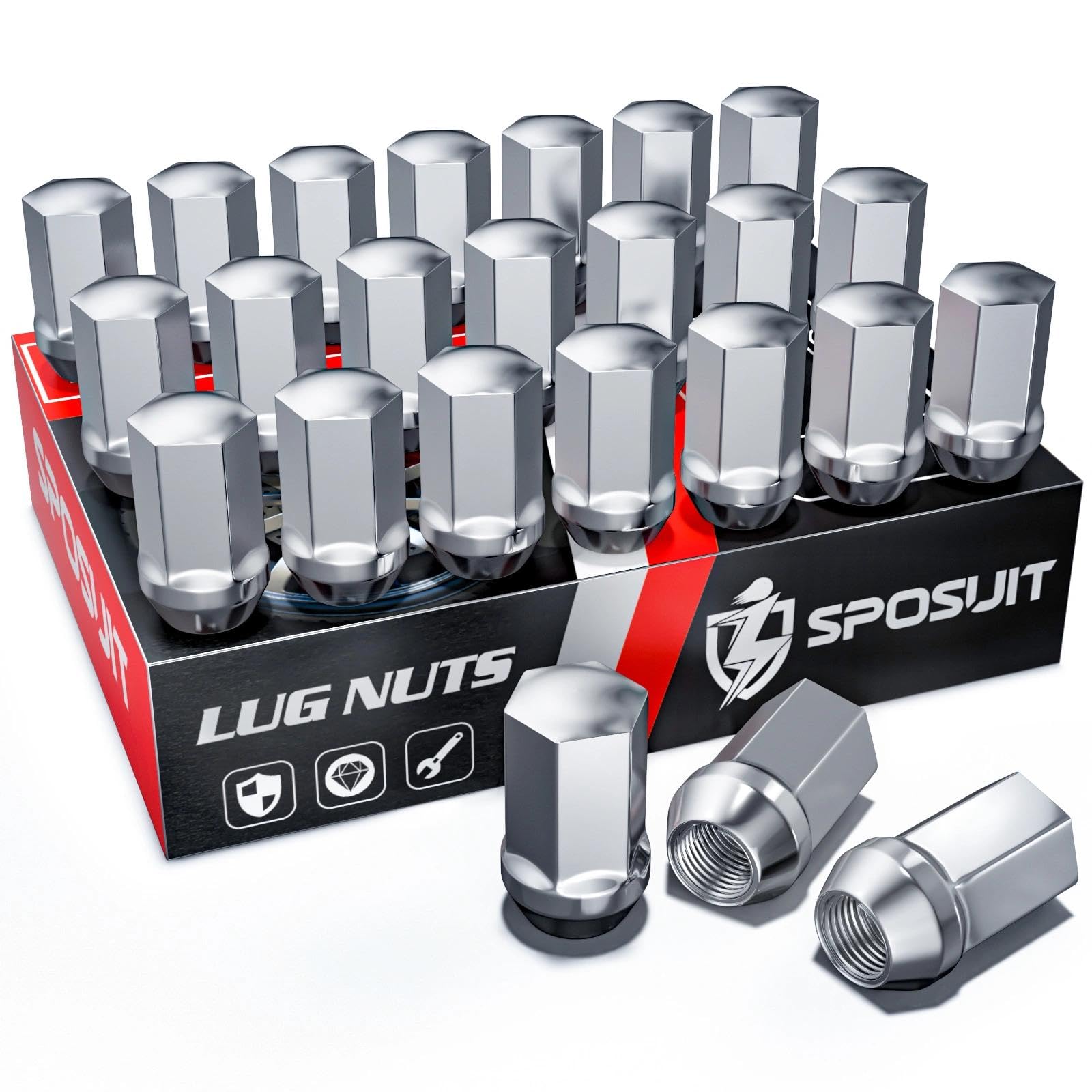 Sposuit M14x1.5 Lug Nuts - Replacement for 1999-2024 Chevy Silverado 1500, 2009-2024 Traverse, 2015-2024 Colorado, 2001-2024 Tah