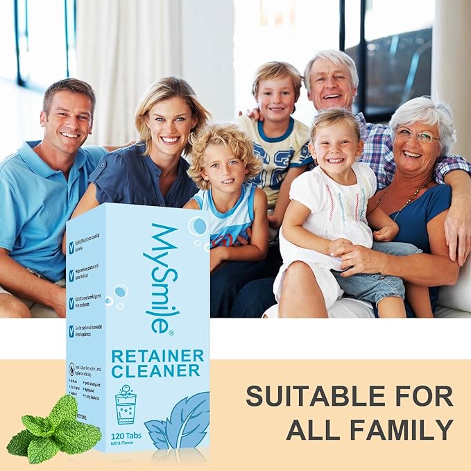 ㅊ with 120 Denture Cleaning Tablets, Quickly Remove Odors, Discoloration Stains & Plaque from Aligner, Mouth Guard, Night Guard and More Dental Appliances (Mint Flavor)